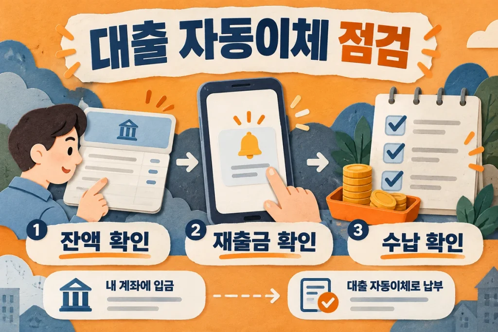 대출 자동이체 잔액 부족, 입금·재출금·납부 완료를 확인하는 순서